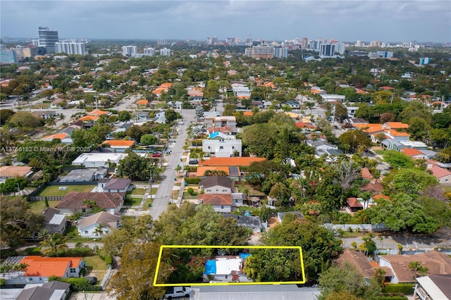 drone / aerial view with a city view