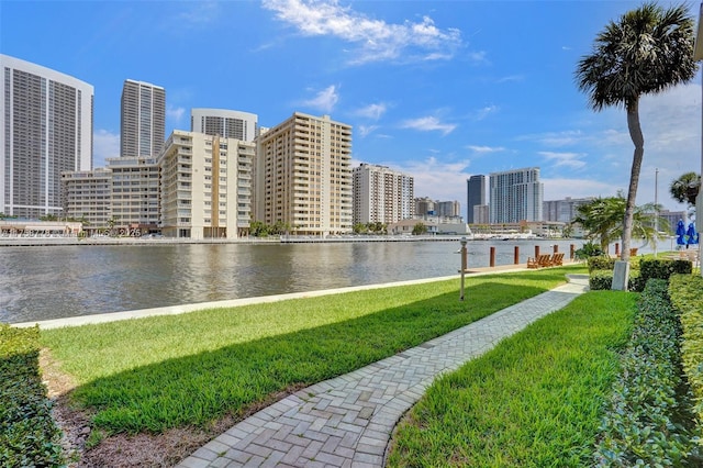 property view of water with a view of city