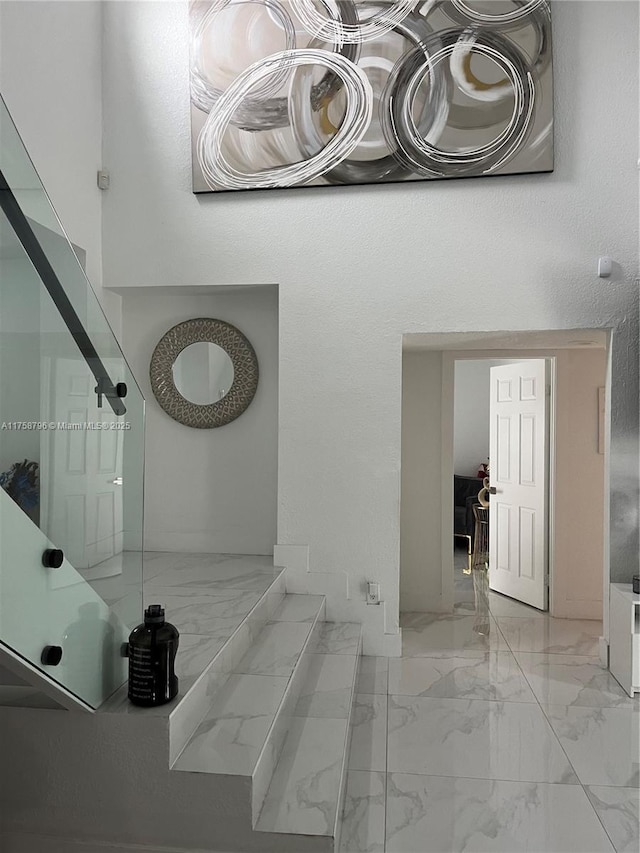 interior space with marble finish floor