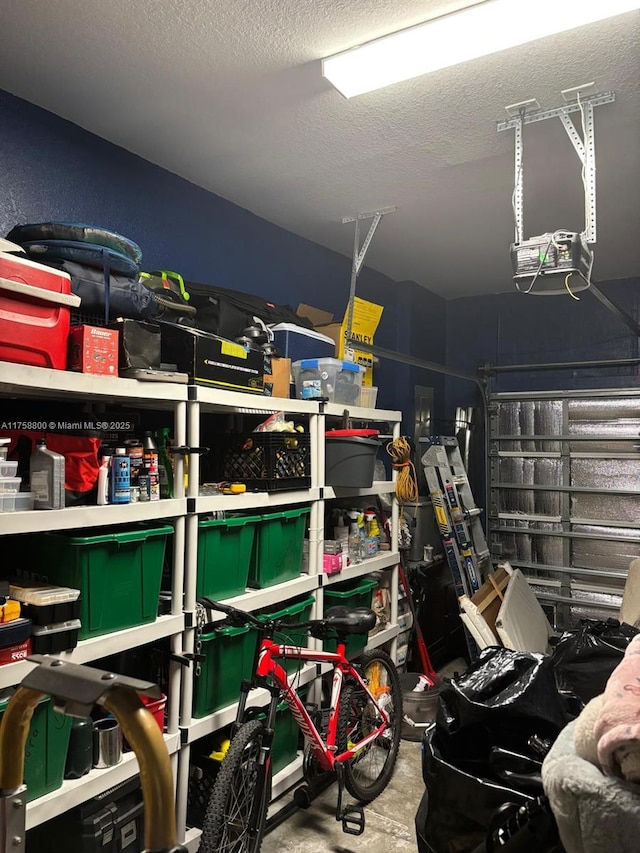 garage with a garage door opener