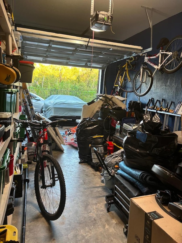 garage with a garage door opener