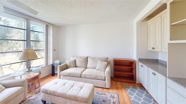 3970 Oaks Clubhouse Dr Unit 307, Pompano Beach, FL 33069 - living room with light wood-style flooring and a textured ceiling