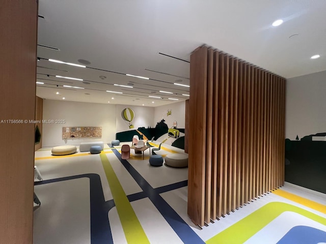 interior space featuring recessed lighting and tile patterned floors