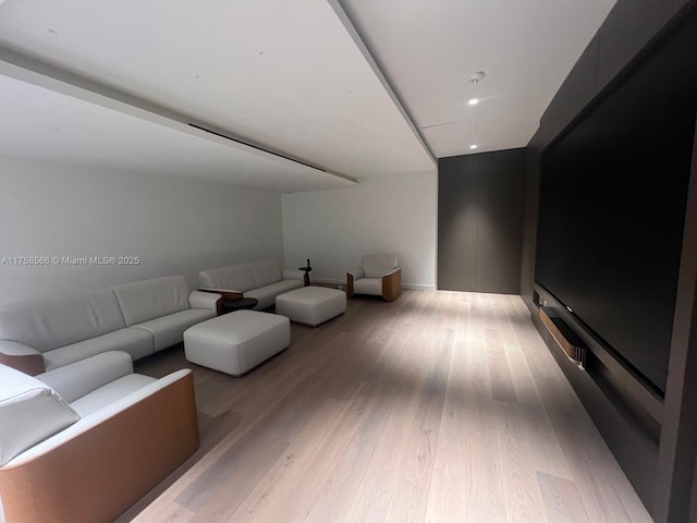 living area with light wood-style floors