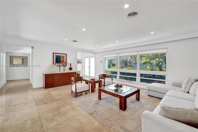 2817 NE 26th St, Fort Lauderdale, FL 33305 - living area with recessed lighting, visible vents, and baseboards