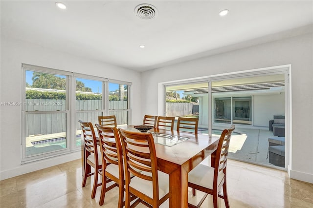 2817 NE 26th St, Fort Lauderdale, FL 33305 - dining area featuring recessed lighting, visible vents, and baseboards