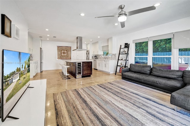 2817 NE 26th St, Fort Lauderdale, FL 33305 - living area featuring ceiling fan, baseboards, and recessed lighting