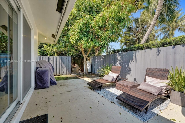 view of patio featuring a fenced backyard