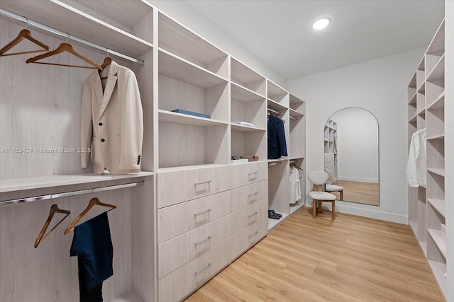 spacious closet featuring light wood-type flooring