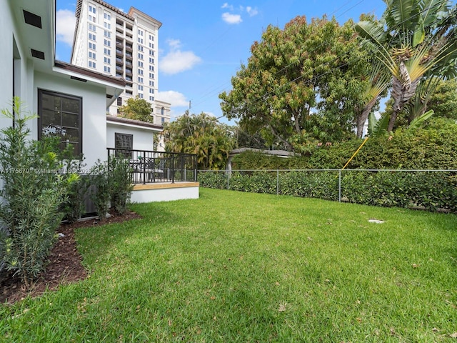 view of yard with a fenced backyard