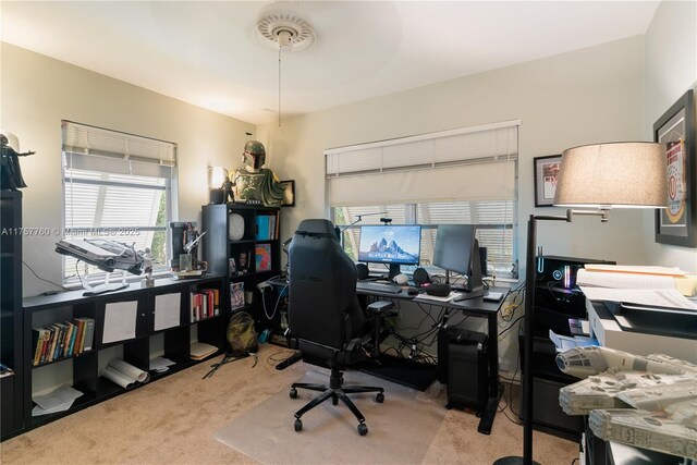 view of carpeted office