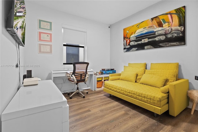 office space with wood finished floors