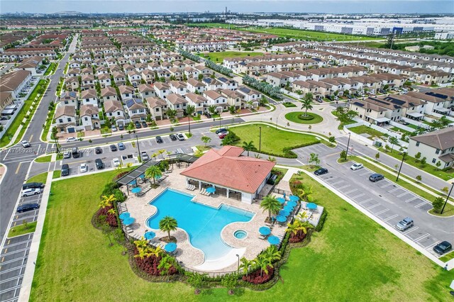 drone / aerial view with a residential view