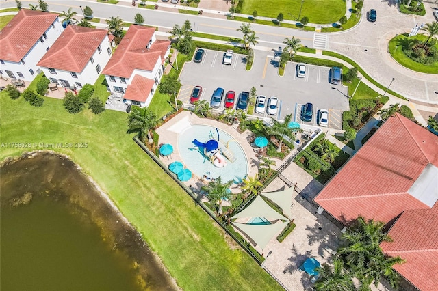 drone / aerial view with a residential view