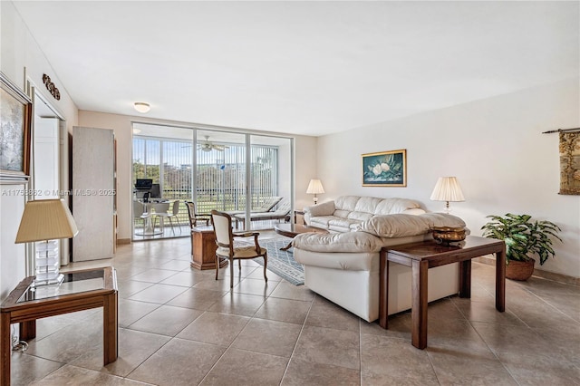 view of tiled living room