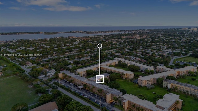 330 NE 26th Ave Unit 4160, Boynton Beach, FL 33435 - aerial overview of property's location featuring a large body of water and property parcel outlined
