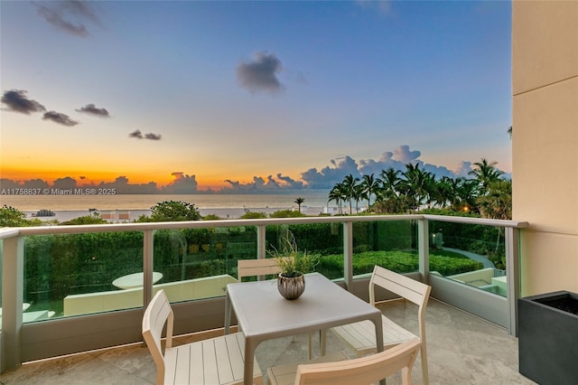 balcony with a water view