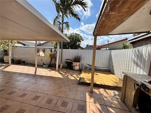 view of patio featuring a fenced backyard