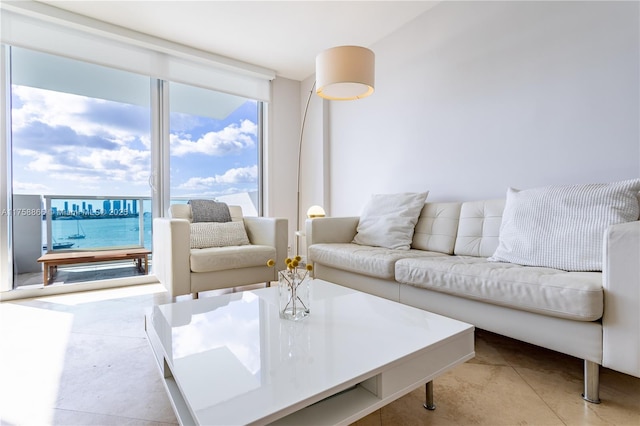 living area with expansive windows