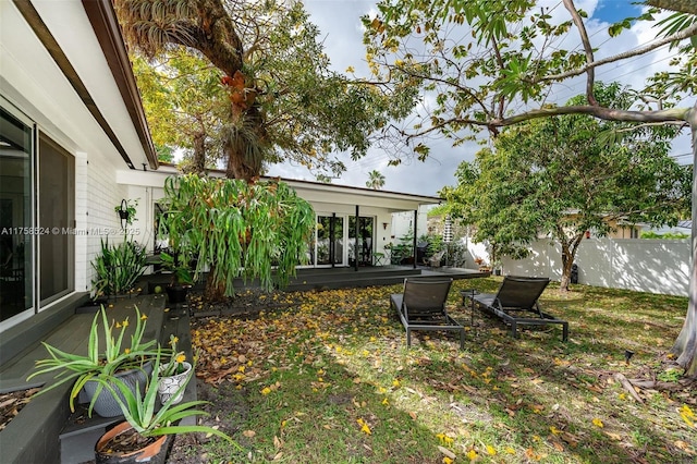 view of yard featuring fence