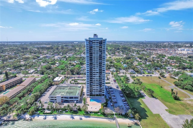 birds eye view of property featuring a city view