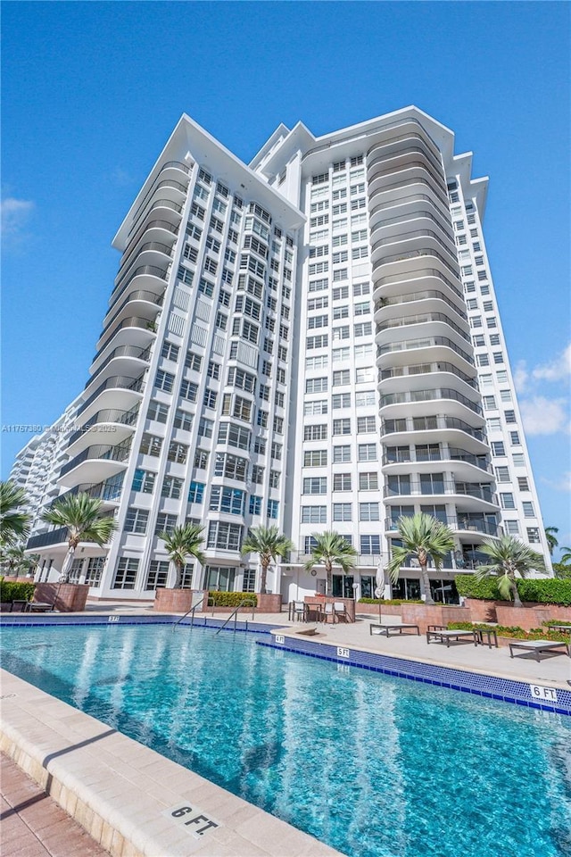 pool featuring a patio area