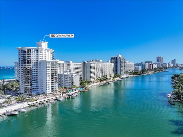 property view of water featuring a view of city