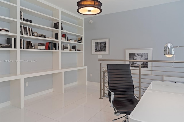 view of tiled home office