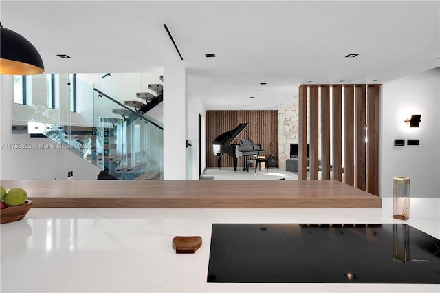 kitchen with black electric cooktop