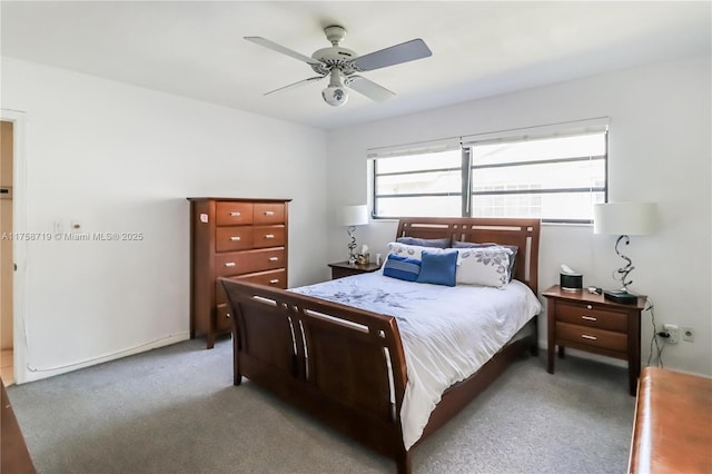 bedroom with carpet floors and ceiling fan