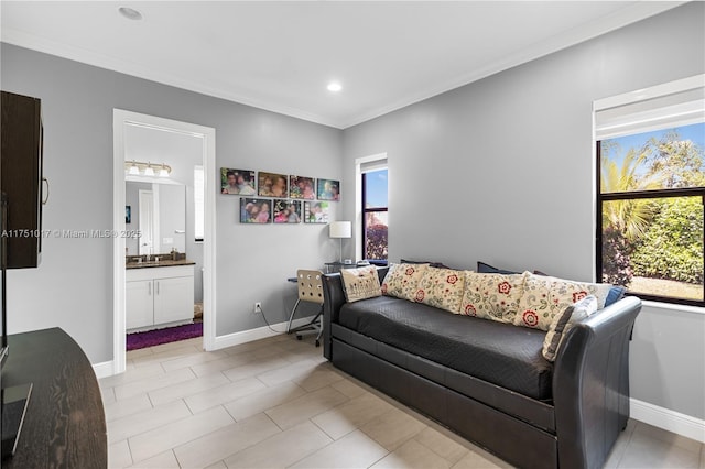 11360 NW 83rd Way, Parkland, FL 33076 - living room featuring baseboards, crown molding, and recessed lighting