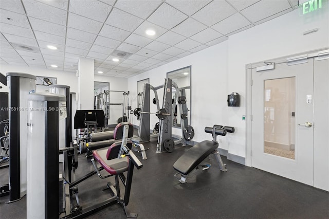 2665 SW 37th Ave Unit 612, Miami, FL 33133 - workout area featuring a paneled ceiling