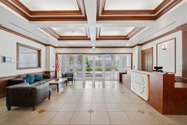 2665 SW 37th Ave Unit 612, Miami, FL 33133 - reception with crown molding, coffered ceiling, and beamed ceiling