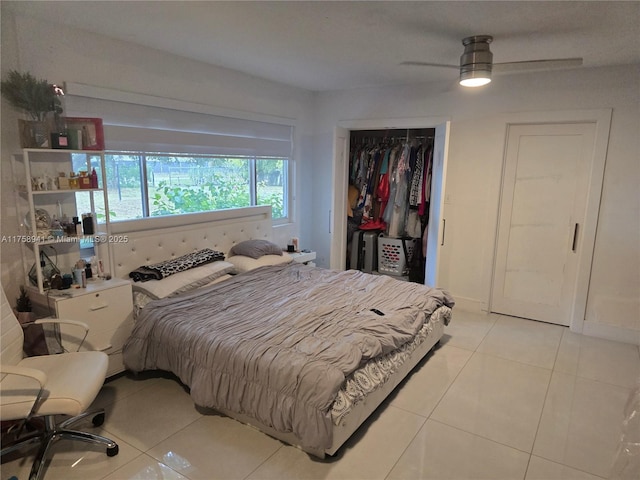 17890 SW 264th St, Homestead, FL 33031 - bedroom with light tile patterned floors, a closet, and a ceiling fan