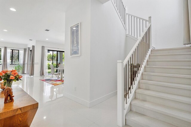 4406 SW 178th Ave, Miramar, FL 33029 - staircase with recessed lighting and tile patterned floors