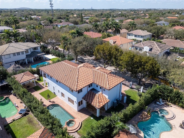 aerial view with a residential view