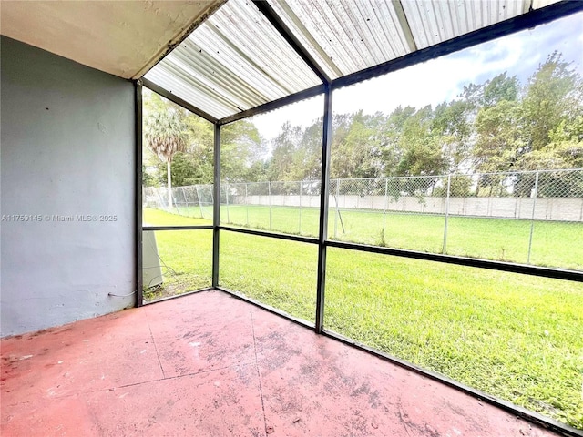 view of unfurnished sunroom