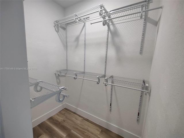 spacious closet with wood finished floors