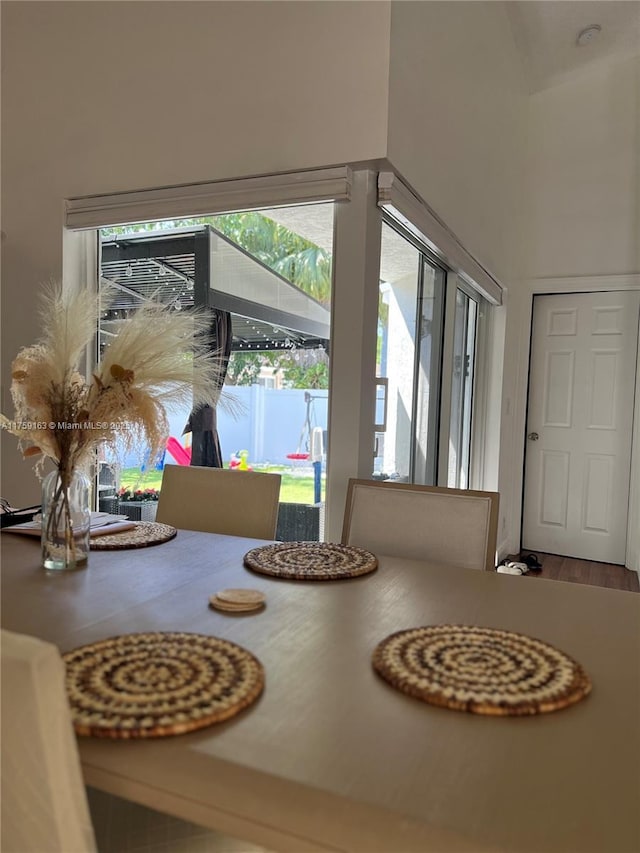dining room with wood finished floors