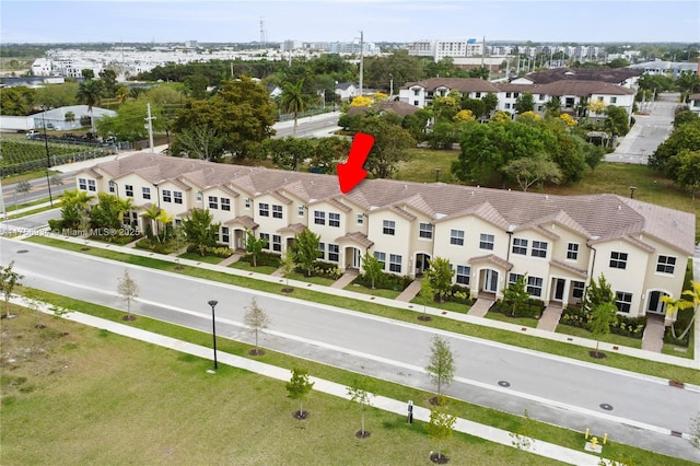 drone / aerial view featuring a residential view