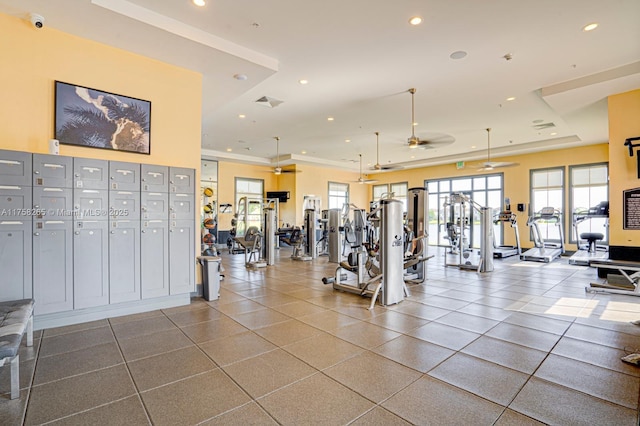 9399 W 33rd Ln # 1, Hialeah, FL 33018 - exercise room featuring recessed lighting and a ceiling fan
