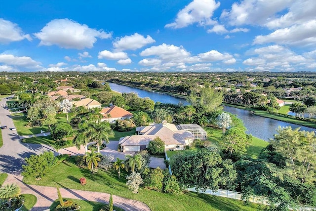 bird's eye view featuring a water view