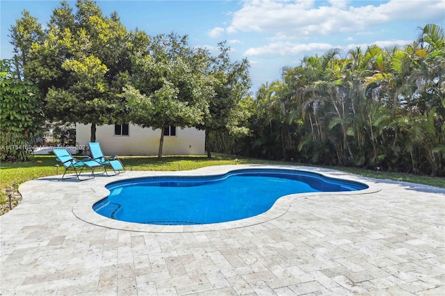 outdoor pool featuring a patio