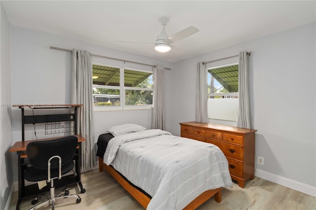 400 S 62nd Ter, Hollywood, FL 33023 - bedroom featuring ceiling fan, light wood-type flooring, and baseboards