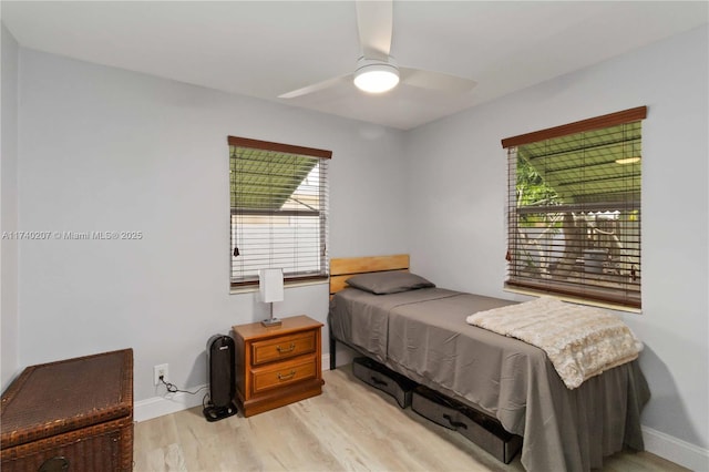 400 S 62nd Ter, Hollywood, FL 33023 - bedroom with a ceiling fan, baseboards, and light wood finished floors