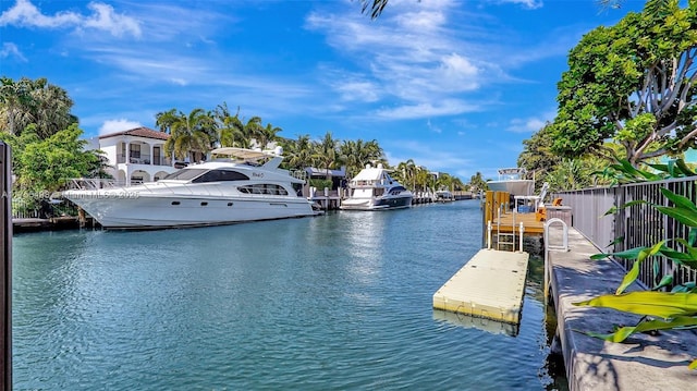 view of dock featuring a water view