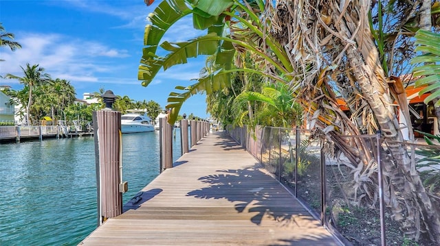 view of dock featuring a water view