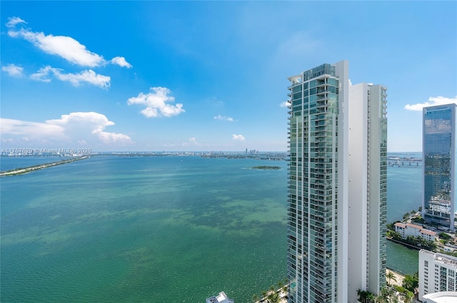 property view of water with a city view