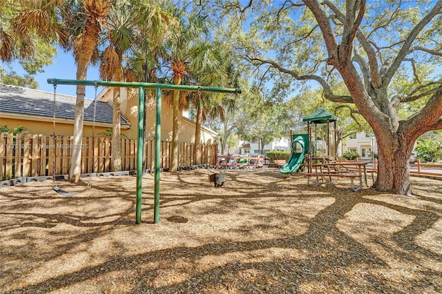 community play area with fence