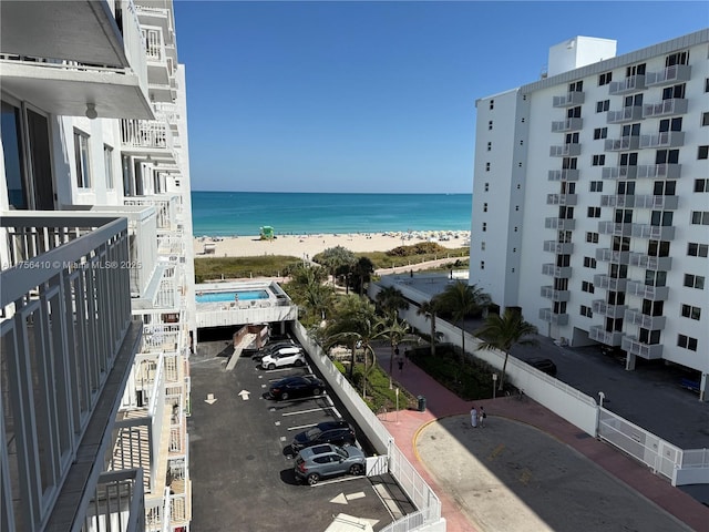 view of water feature featuring a view of the beach